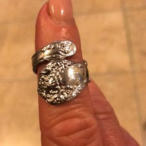 Vintage sterling silver spoon ring Uncas brand